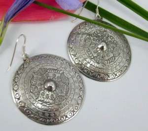Thai Ancient Hill Tribe 95% pure silver BIG Earrings  