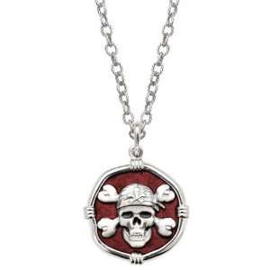    Guy Harvey 25mm Red Enamel Pirate Circle Rope Necklace Jewelry