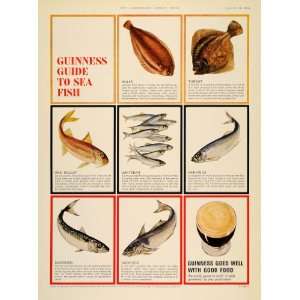  1965 Ad Guinness Beer Sea Fish Turbot Haddock Mackerel 
