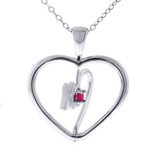   Designer Mom Heart Shape Spinning Silver Ruby Pendant 18 Chain  