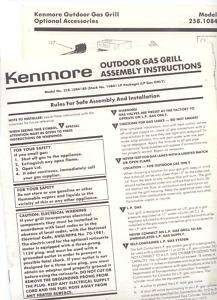 Vintage 1983 Kenmore LP gas grill parts list & assembly  