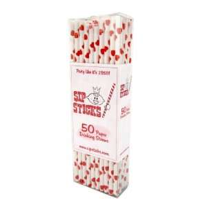  SipSticks Paper Drinking Straws Biodegradable 50 Pack  Red 
