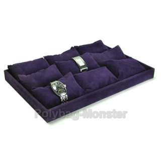 Purple Bracelet Watch Jewelry Display Tray +9 Pillows  