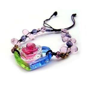 Liuli Heart and Rose Glass Pendant Bracelet Everything 