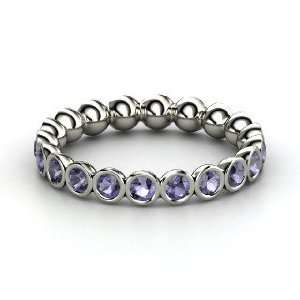  Pod Eternity Band, 14K White Gold Ring with Iolite 