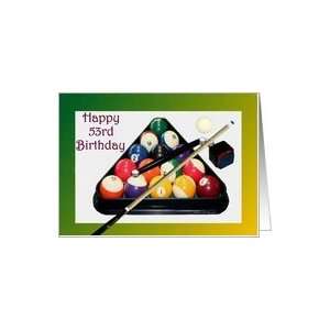   Age Specific 53rd ~ Racked Pool Balls, Cue & Chalk Card Toys & Games