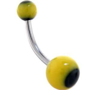  Yellow Black PANDA BALL Belly Button Ring: Jewelry