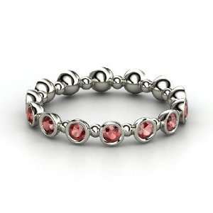  Seed & Pod Eternity Band, Sterling Silver Ring with Red 