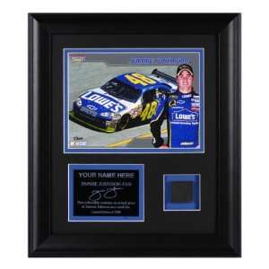 Jimmie Johnson Framed 6x8 Photograph with Race Tire and Personalized 