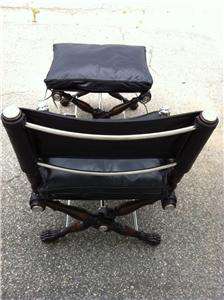 THEODORE ALEXANDER Black Leather Chair & Ottoman   BRAND NEW!!  