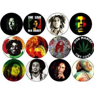  Set of 12 Bob Marley 1.25 MAGNETS Reggae Music 