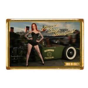    Ink N Iron Vintage Metal Sign Pin Up Hot Rod Auto: Home & Kitchen