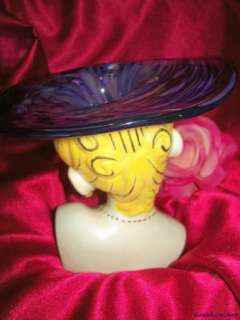 Beautiful NAPCO GLASS HAT LADY HEAD VASE Rare Headvase  