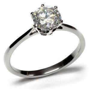 New 2.2 CT CZ Round Solitaire Prong Mounted Stainless Steel Engagement 