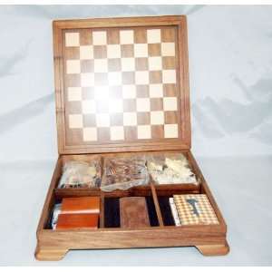    Wood Inlay Chess Set Game Board Walnut 12 1/8 Toys & Games