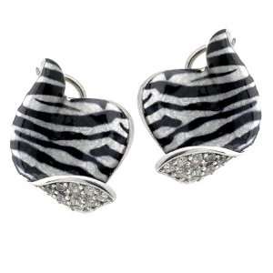  CZ & Enamel Sterling Silver Earrings: Jewelry
