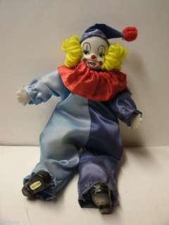 Vintage Yellow Hair/Blue & Red Bisque Head Clown Doll  