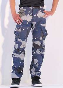   Pants Halo Rovic Arc 3D Loose Tapered Border Camo Blue Men New  