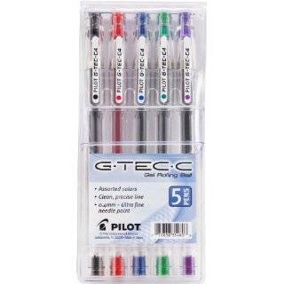   Ball Pen, Ultra Fine Point, 5 Pack Pouch, Black/Blue/Red/Green