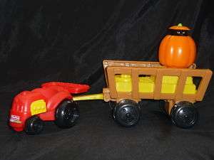 Fisher Price Little People Fall Tractor Wagon Cat New  