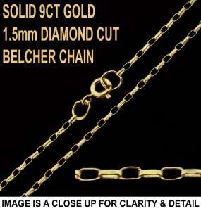   9CT YELLOW GOLD 18 INCH DIAMOND CUT OVAL LINK BELCHER CHAIN NECKLACE