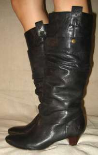 Authentic With Box Frye Jenny Double black leather slouchy knee boots 