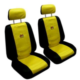Sporty Yellow Black Jersey Car Truck Seat Covers Steering Wheel Cover 