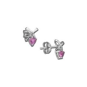  Trillion Shape Pink Sapphire and Diamond Earrings Jewelry