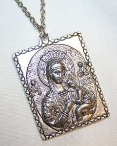 Large Sculpt Our Lady Of Perpetual Help Medal Necklace  