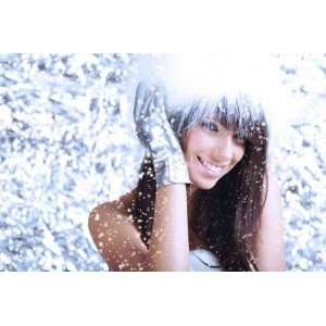  Winter Girl Wearing White Hat and Silver Glove   Peel and 