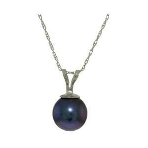  Sterling Silver Black Pearl Pendant Necklace: Jewelry