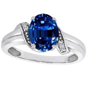  CandyGem 14k Gold Lab Created Oval Sapphire and Diamond 