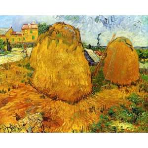  Oil Painting: Haystacks in Provence: Vincent van Gogh Hand 