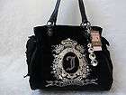 NWT Juicy Couture Black Cameo Velour Ms. Large Daydreamer Handbag