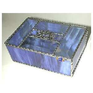  Light Blue Stained Glass Box w/ Cupids  4 x 8