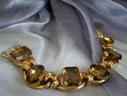 Vintage Weiss Topaz Rhinestone Link Bracelet  