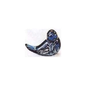   Fenton Art Glass   Silver Firch Songbird in Indigo Blue: Home