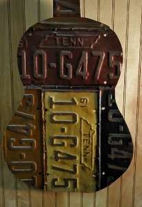 Retro Vintage Style Acoustic Guitar Auto License Plate Tag Wall Folk 