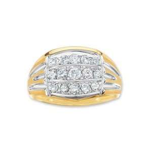 Gordons Jewelers Diamond Three Row Ring in 10K Two Tone Gold Mens 1 