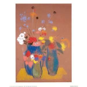  Three Vases of Flowers, 1908 by Odilon Redon 8x11