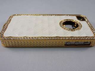 White Gold Luxury Rhinestone Diamond Bling Back Case Cover for iPhone 