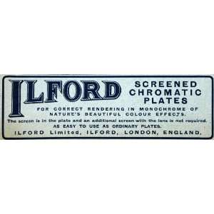  1918 Ad Ilford Screened Chromatic Color Plates Film Camera 