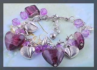 wholesale 8 handmade heart murano glass bracelets FB021  