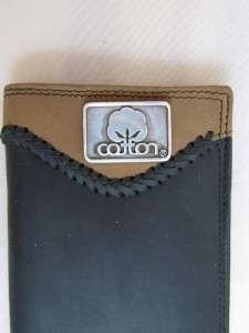 COTTON Logo Emblem Roper brown on black Leather Secretary Wallet 