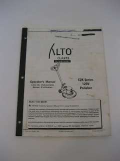 Alto Clarke Operators Manual C2K Series Polisher 41PGS  