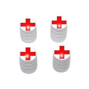  Red Cross   EMT RN Tire Rim Valve Stem Caps   White 