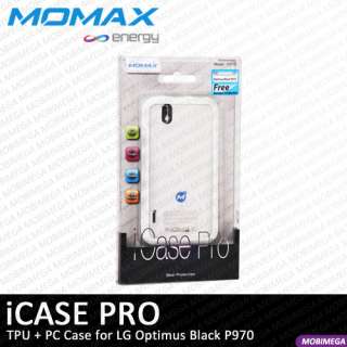  iCase Pro PC + TPU Case Cover LG Optimus Black P970 w Screen Shield 