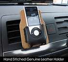 Genuine Leather Car Holder w/Vent Clips for iPod Nano