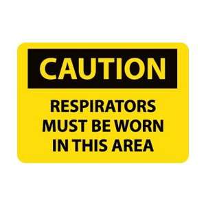   Caution, Respirators Must Be Worn In This Area, 10 X 14, Fiber Glass