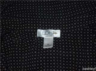Ann Taylor Loft black patterned sheer long sleeve shirt size 8P  